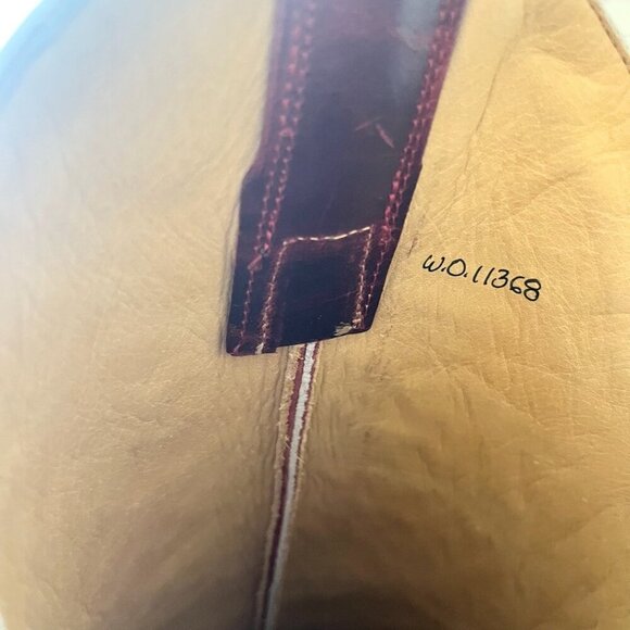 Rod Patrick Mens Cowboy Boots 9A Brown Mocha Bison Red Top Square Toe Western - Picture 10 of 13